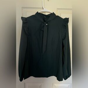 Hunter Green Tie Neck Blouse, Size S NWOT